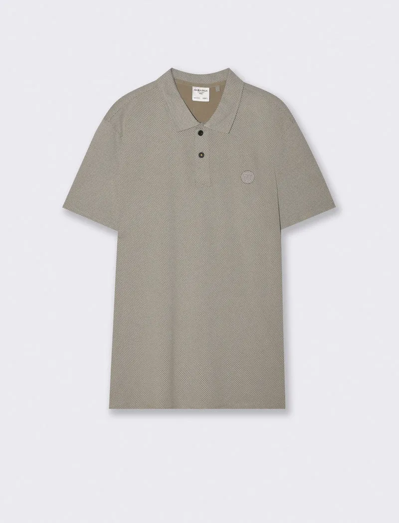 Polo Premium in Cotone Stampato All Over - Verde salvia