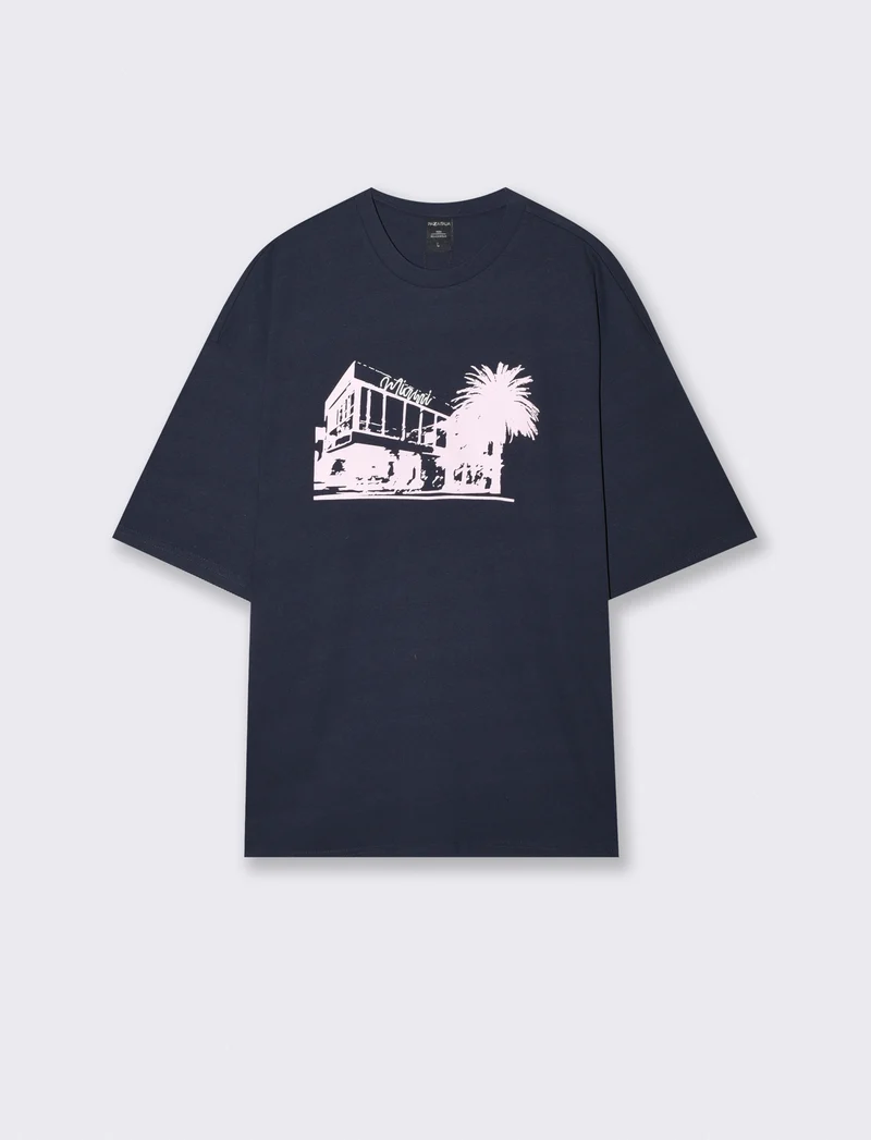 T-shirt puff e ricamo a contrasto - Blu