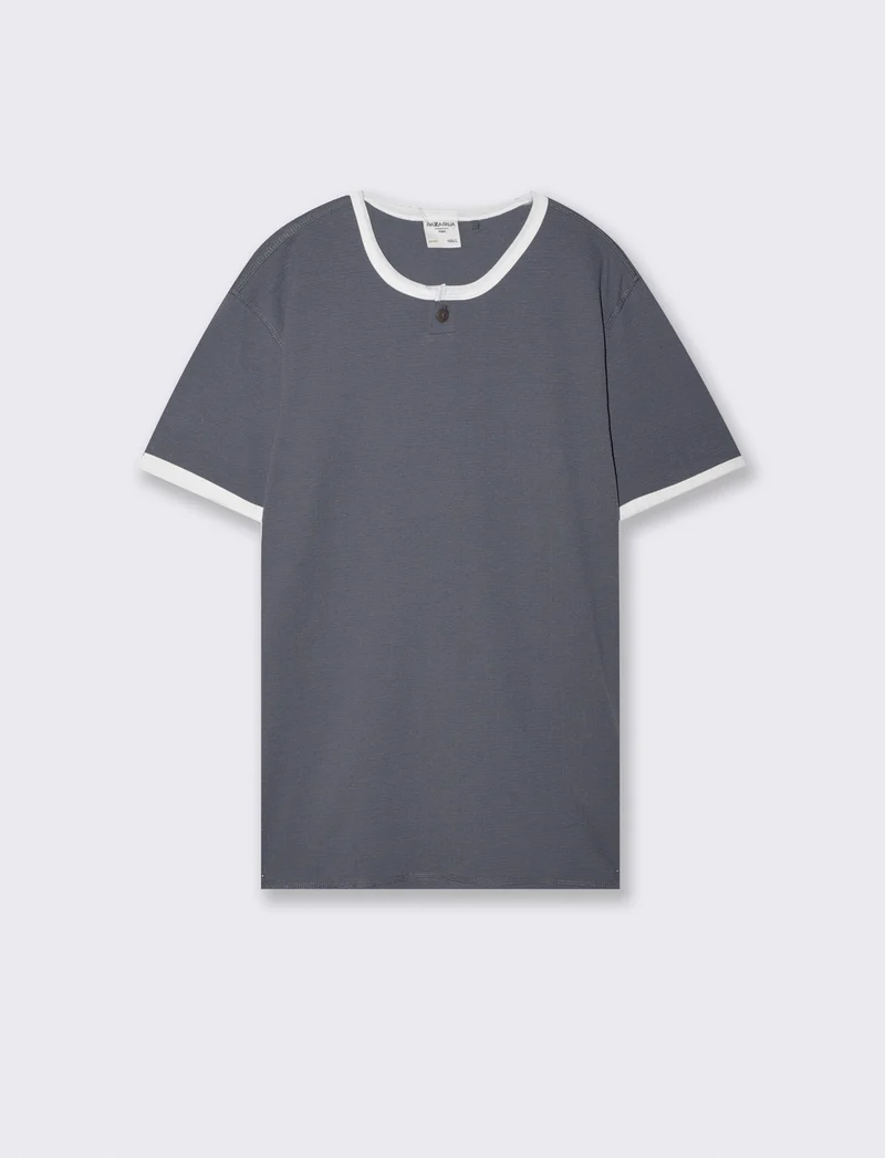 T-shirt Serafino in Tessuto Jacquard - Avion
