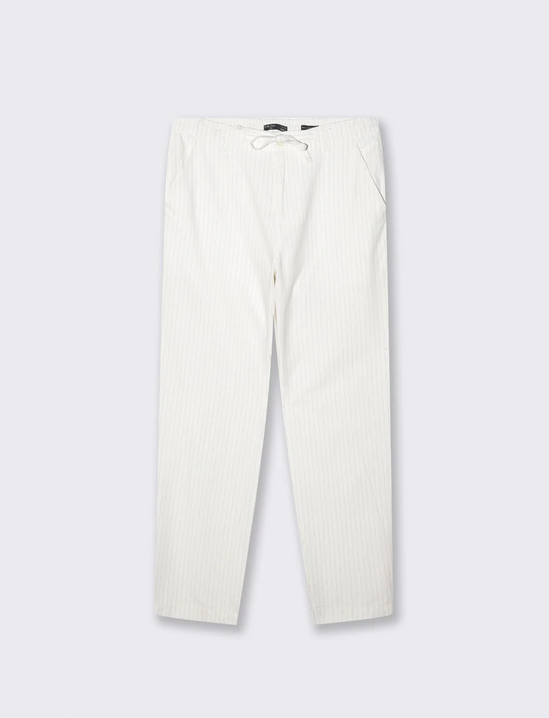 Pantaloni Chino Jogger Mistalino a Righe - Bianco