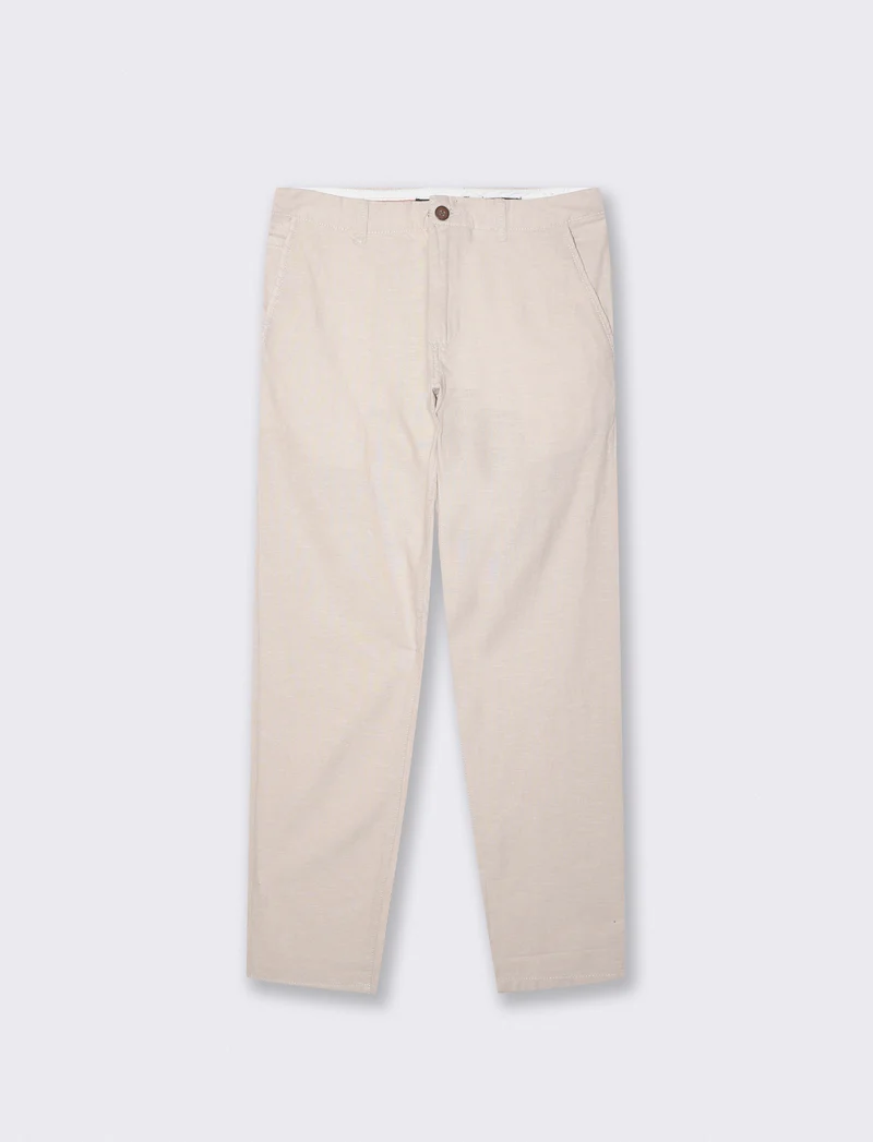 Pantaloni Chino Slim Fit in Lino - Sabbia