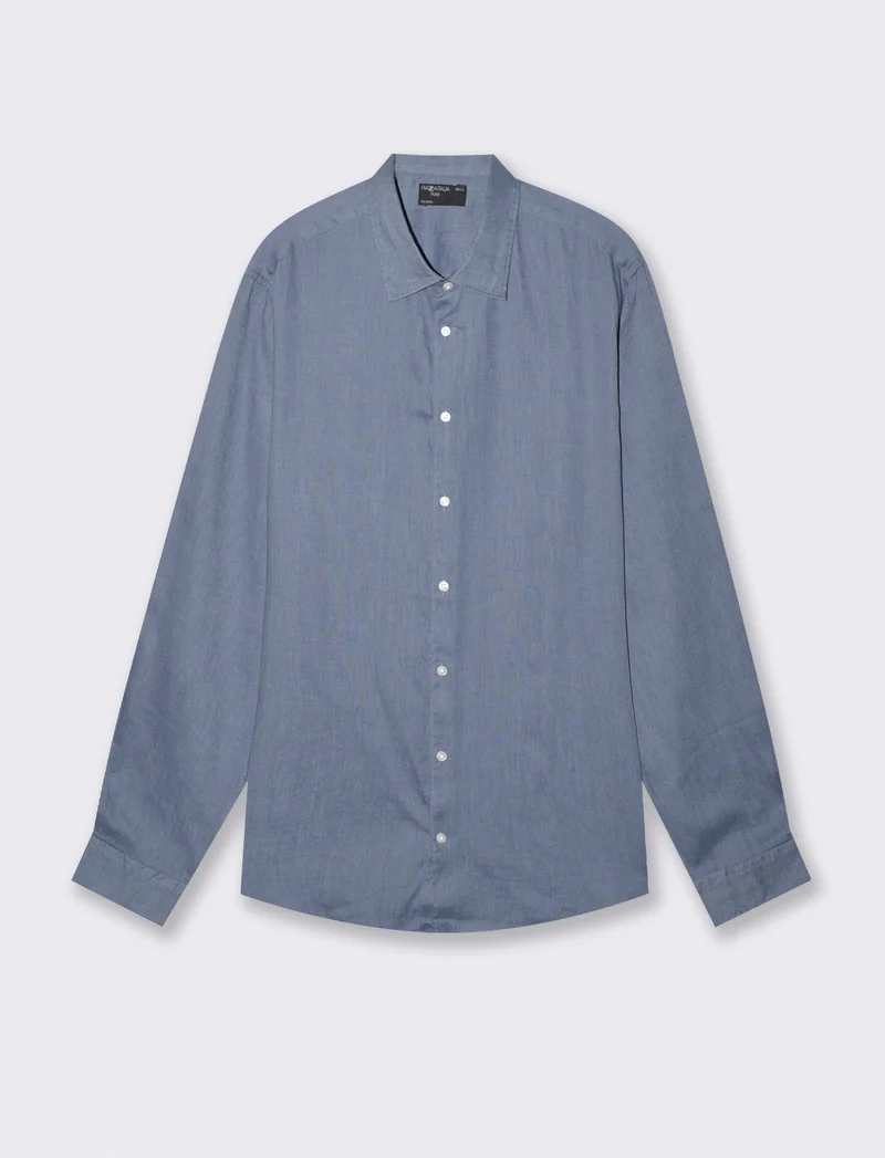 Camicia in lino leggero con collo francese - CARTA DA ZUCCHERO