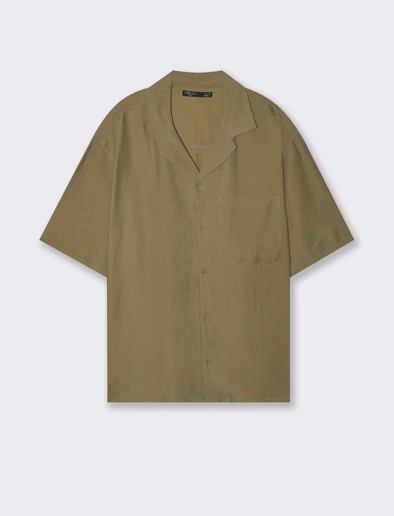 Camicia soft fit in misto lyocell - Verde kaki