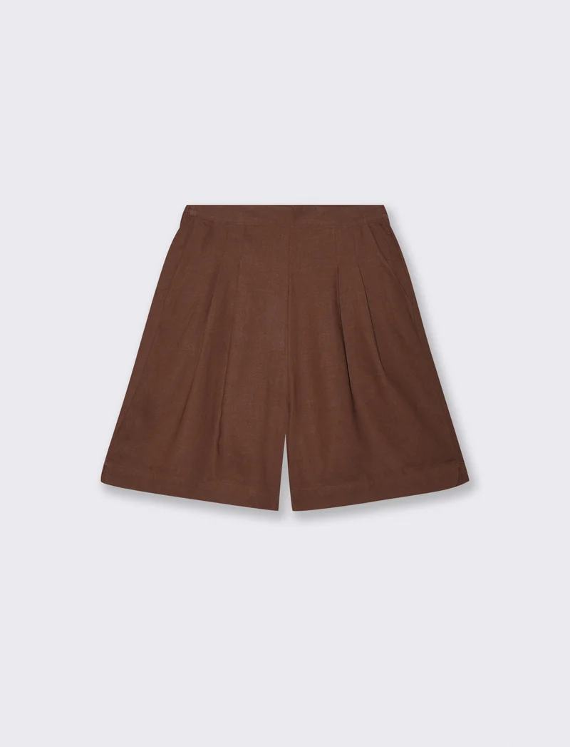Bermuda con Elastico e Tasche Fianchi - Marrone cioccolato