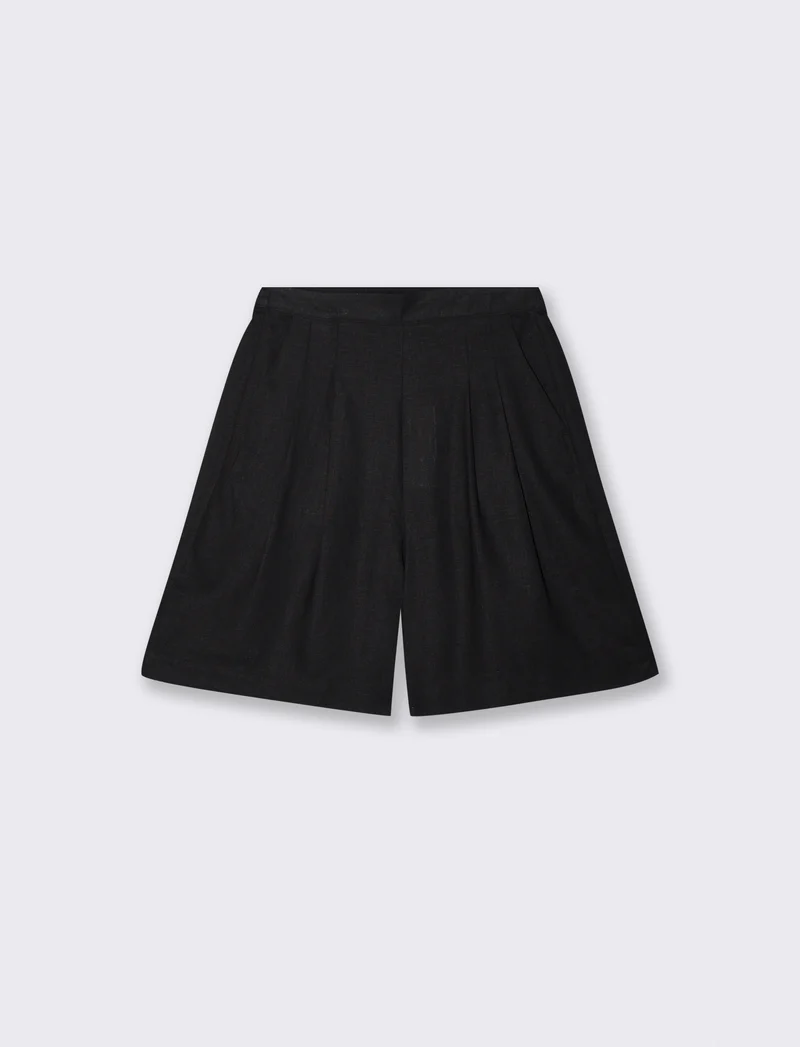 Bermuda con Elastico e Tasche Fianchi - Nero