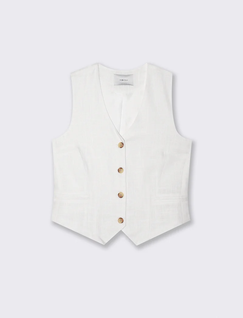 Gilet con tasche a taglio davanti - Bianco