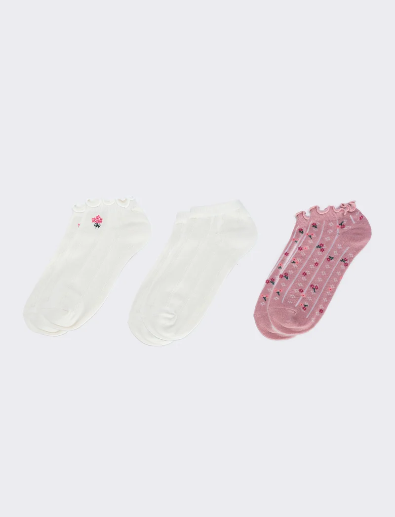 Tripack calzini sneakers assortiti - Rosa