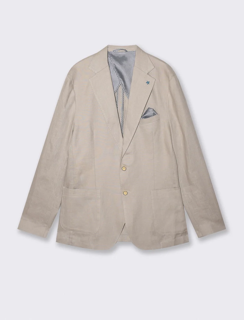 Blazer in puro lino con dettagli eleganti - Beige