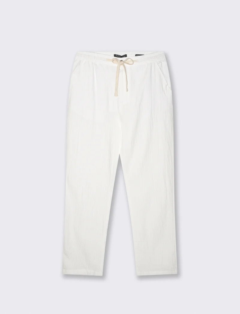 Pantaloni Jogger in Cotone Seer Sucker - Bianco
