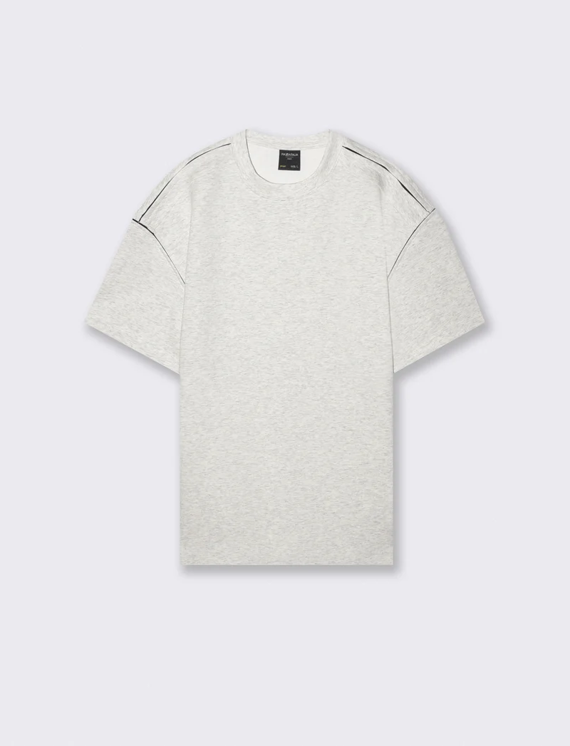 Felpa manica corta interlock misto cotone - Grigio mel.