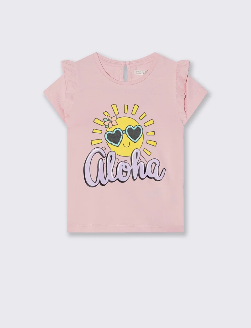 Tshirt con rouches e strass per look casual - Rosa