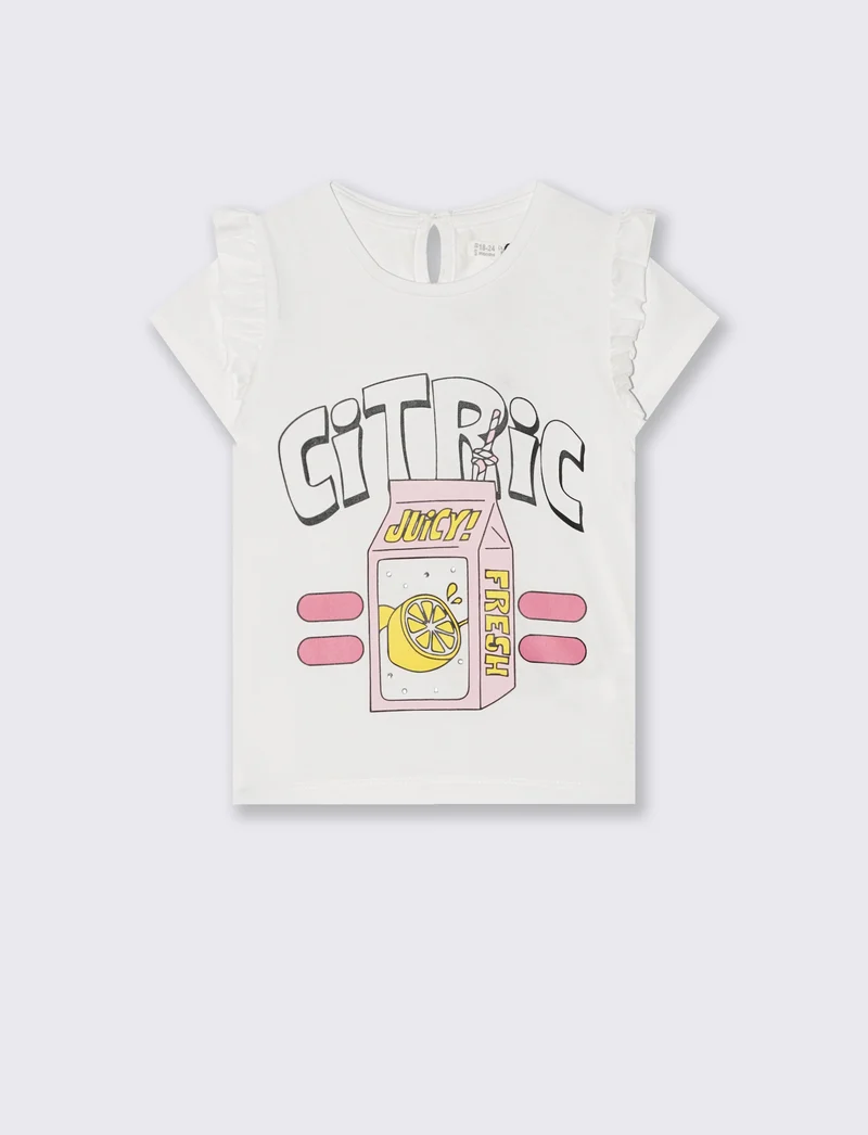 Tshirt con rouches e strass per look casual - Bianco