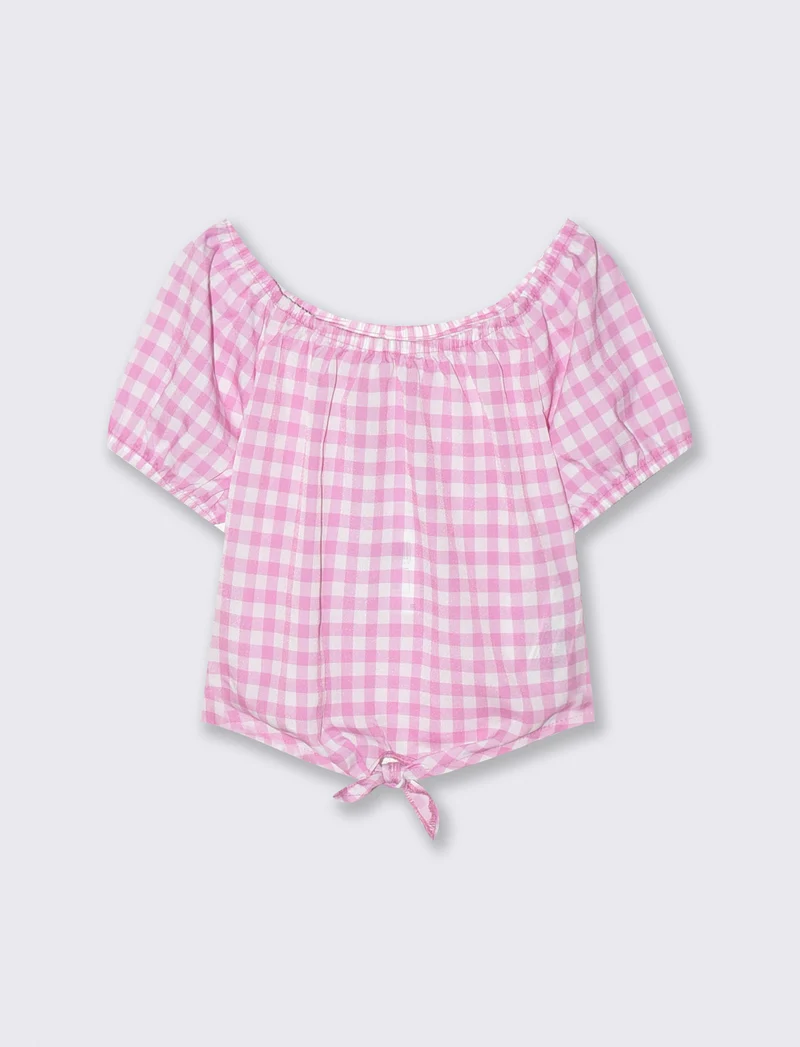 Top in crêpe con nodo decorativo - Rosa
