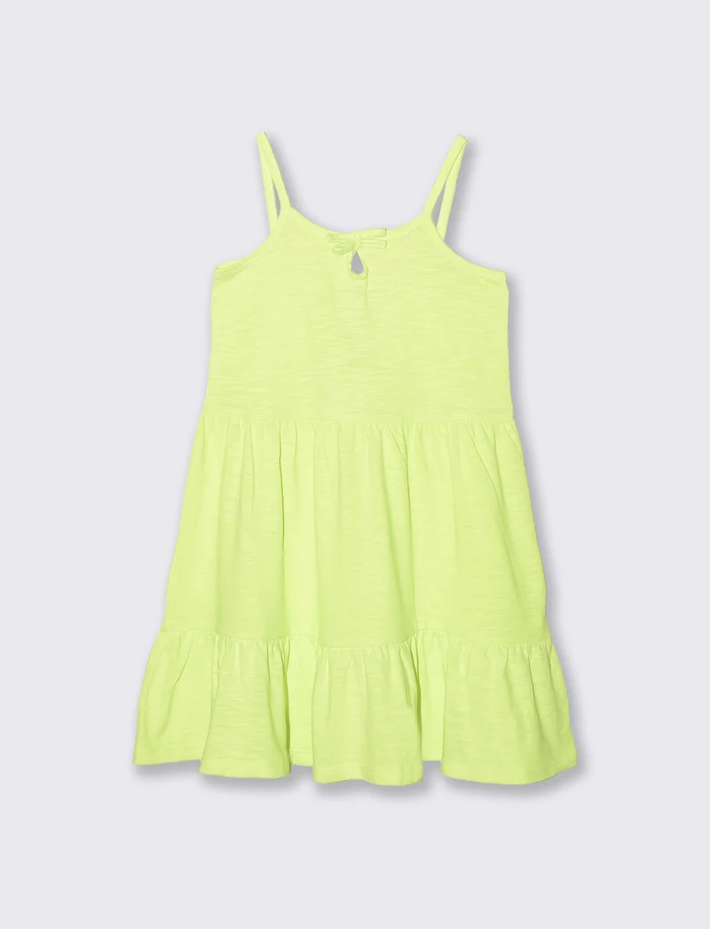Abito a bretelline fluo per bambina - Giallo