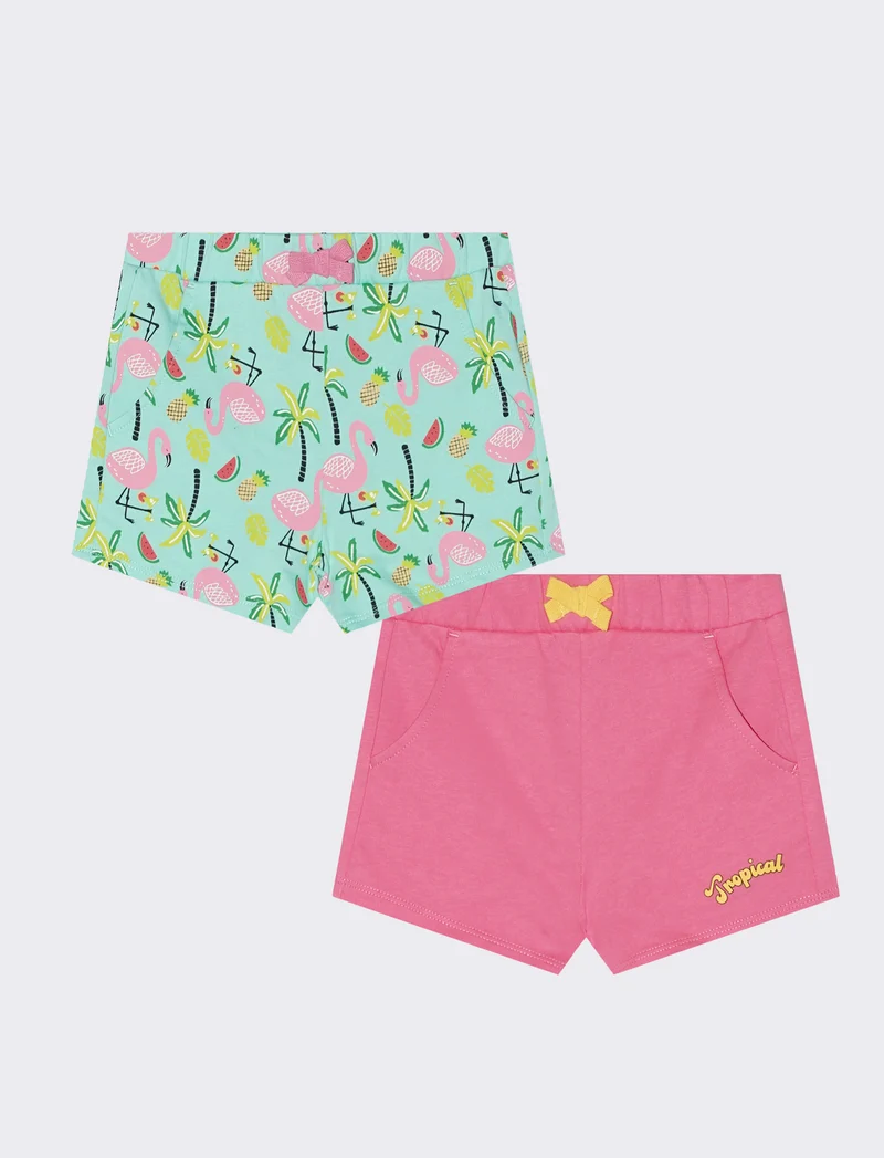 Shorts bipack in stile basico e fantasia - Rosa big bubble