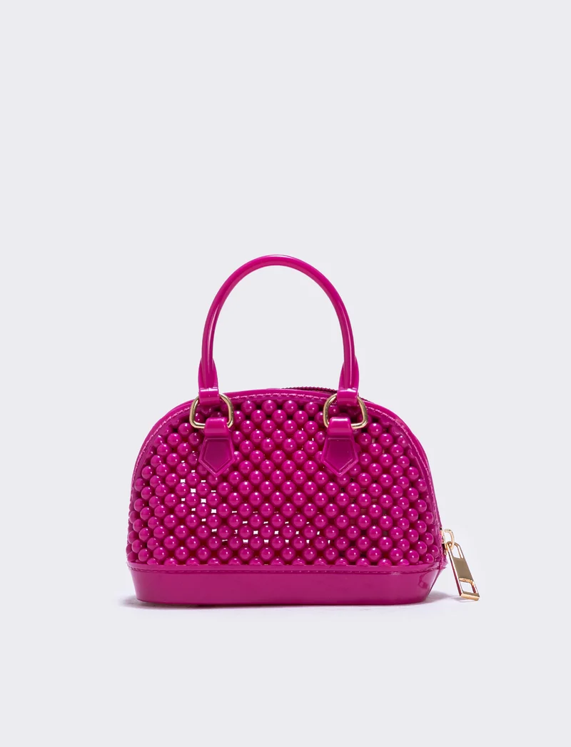 Bauletto bambina con bolle in PVC - Fuxia