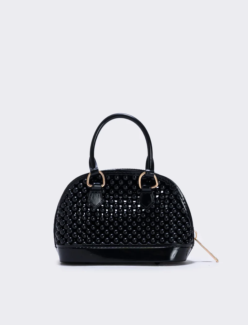 Bauletto bambina con bolle in PVC - Nero