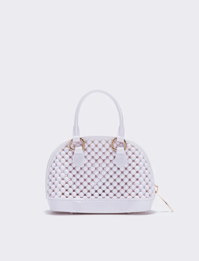 Bauletto bambina con bolle in PVC - Bianco