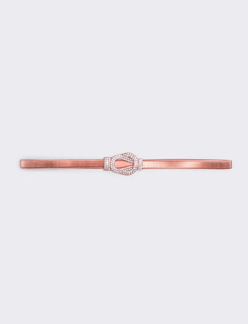 Cintura elastica con fibbia strass - Rosa