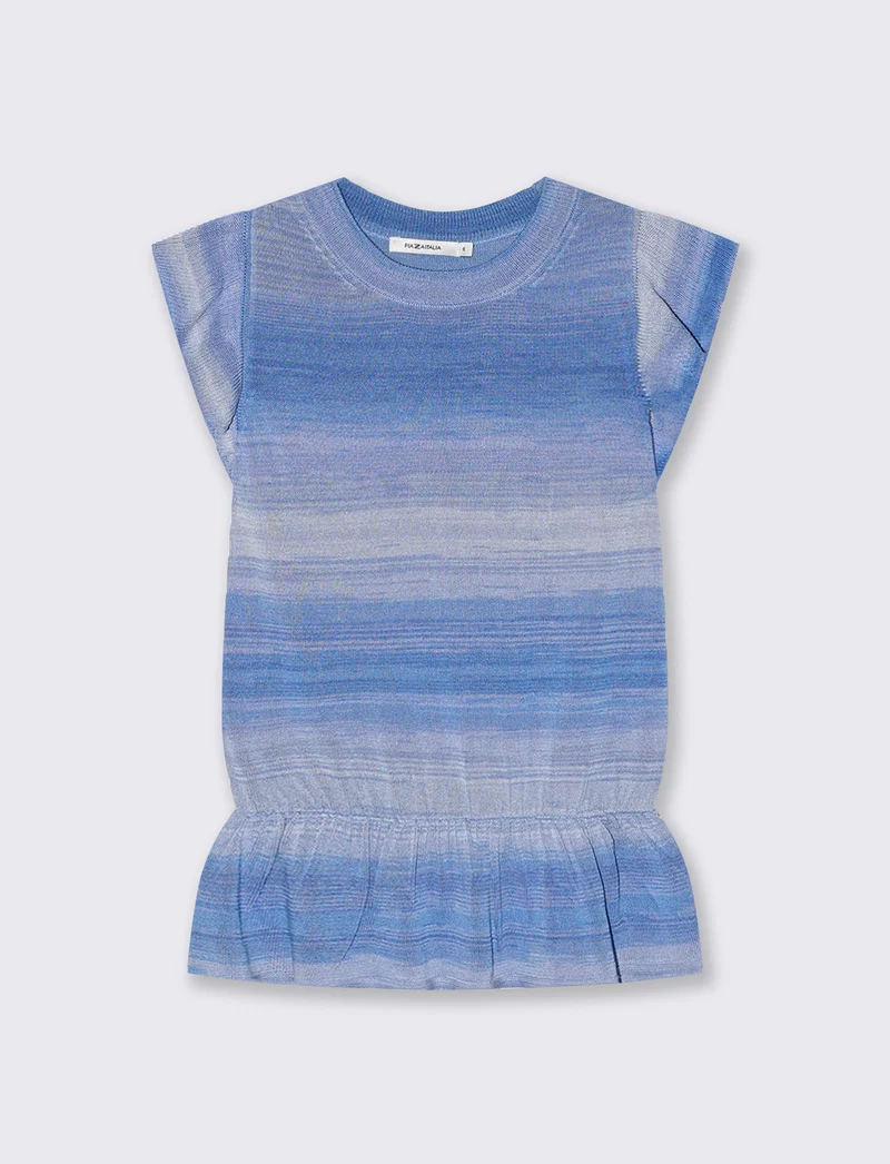Top in tessuto effetto maglia righe - var 2