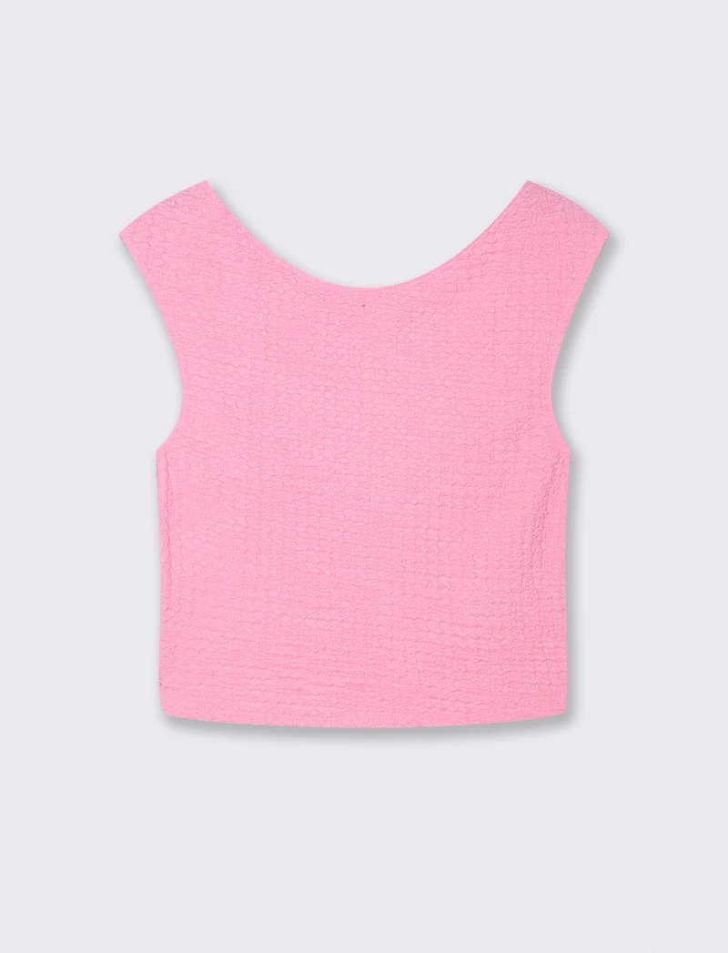 Top Smanicato Elasticizzato Slim fit - Rosa big bubble