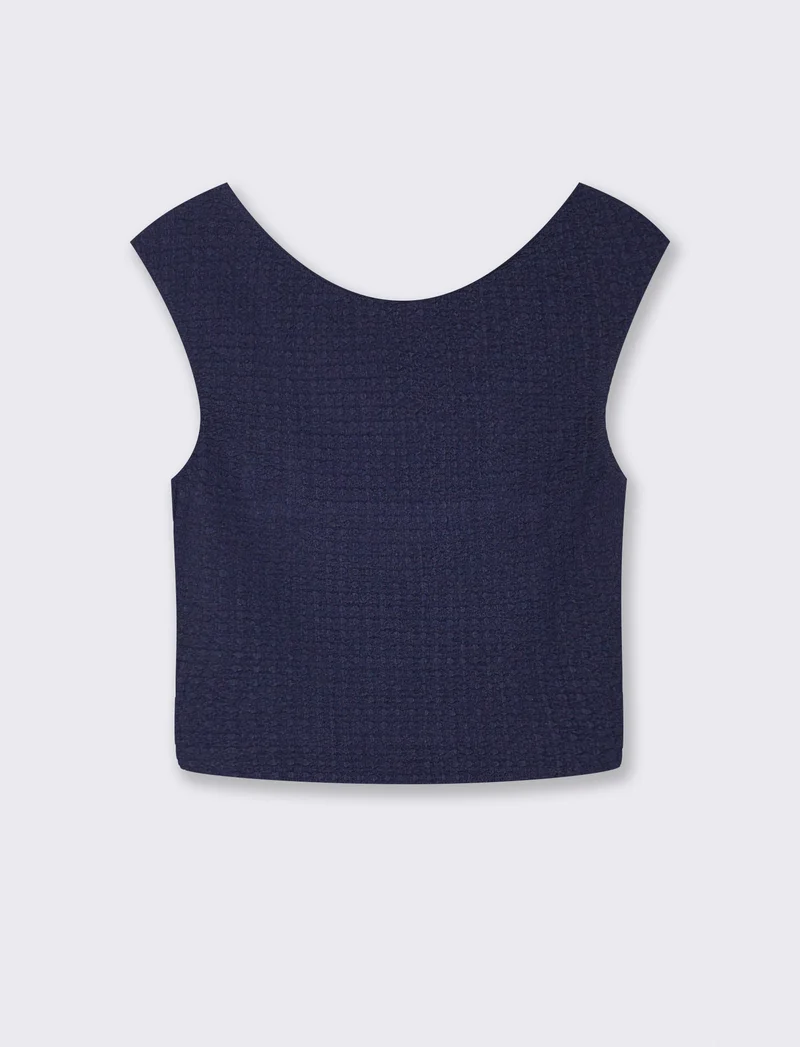 Top Smanicato Elasticizzato Slim fit - Blu