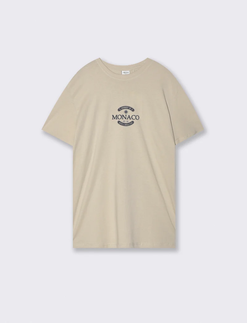 T-shirt cotone con stampa a contrasto - Grigio ghiaccio