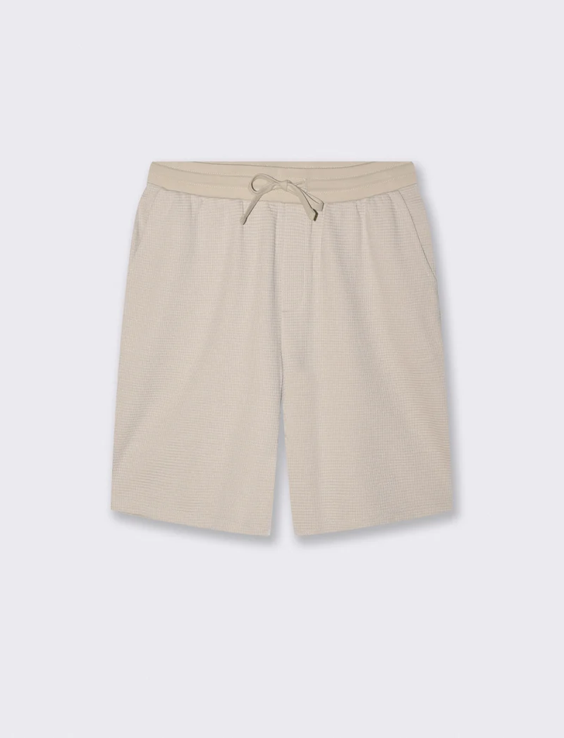 Bermuda Jogger in Tessuto Waffle - Grigio ghiaccio