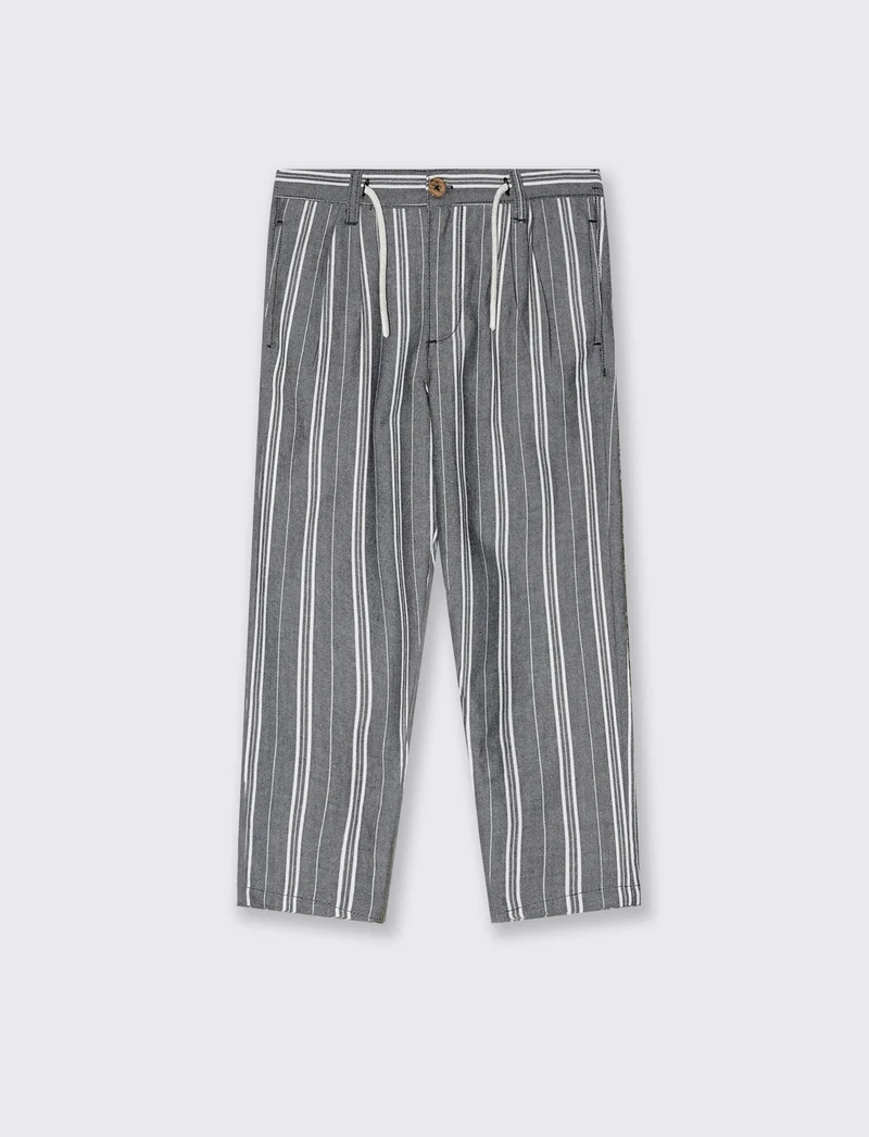 Pantaloni jogger rigati in cotone e lino - Righe