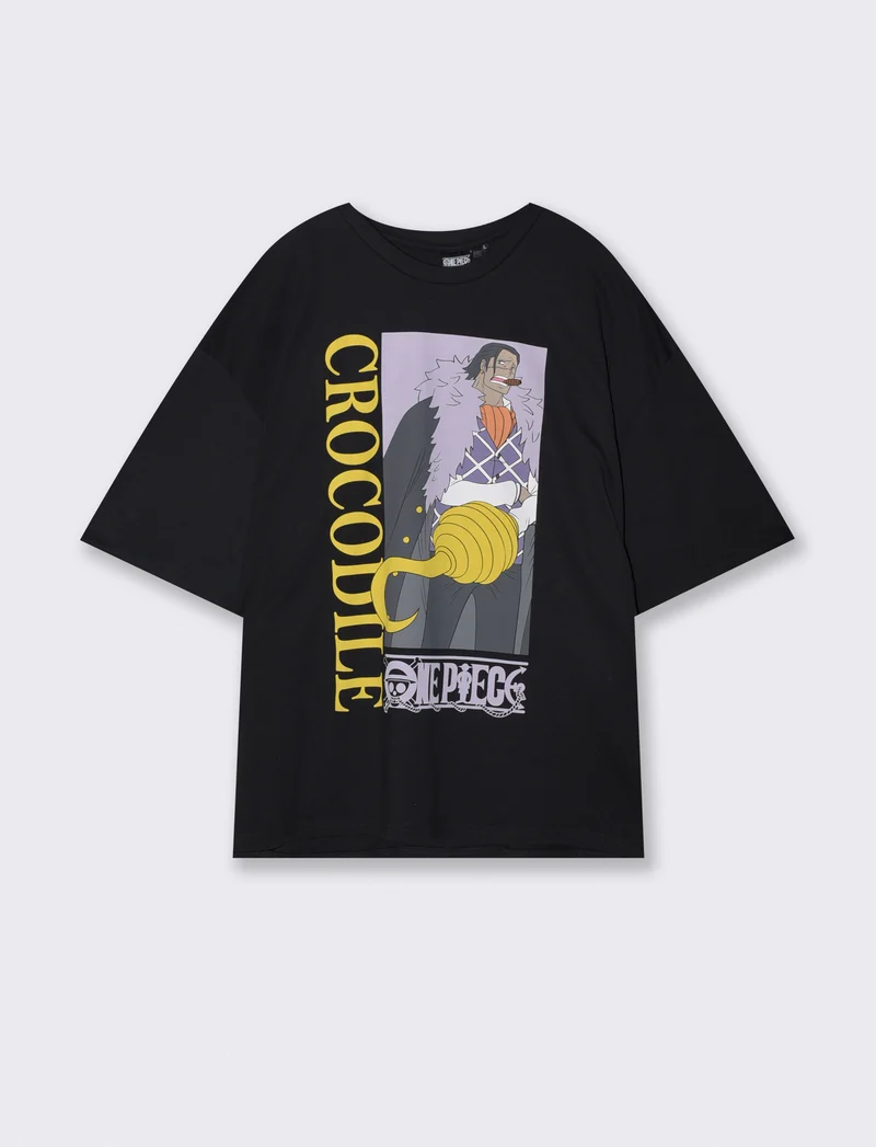 T-shirt One Piece in cotone girocollo - Nero