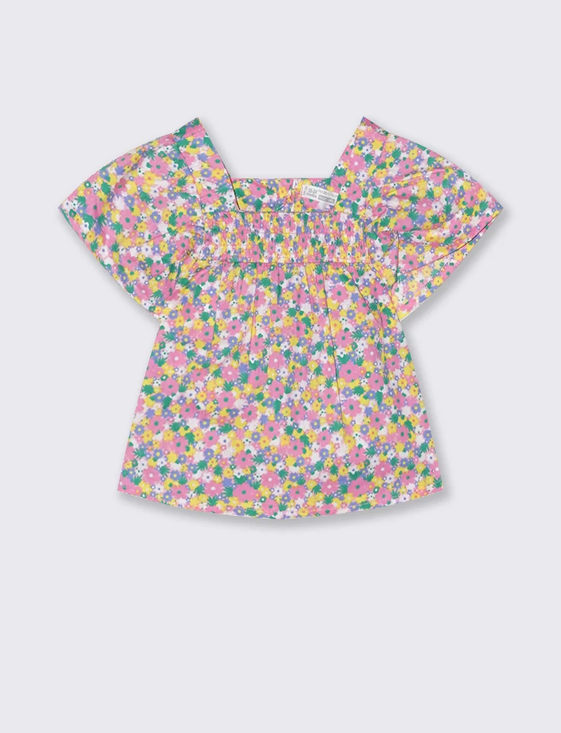 Camicia fantasia in cotone con volants - Fantasia