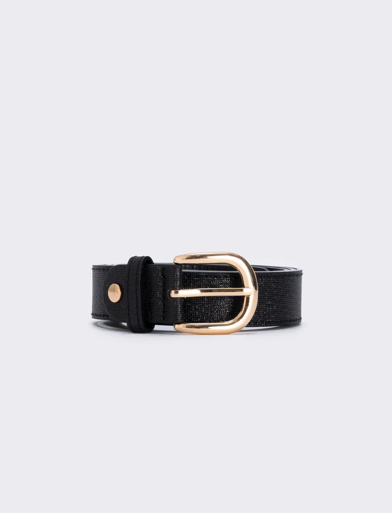 Cintura lurex basic 2,5 cm - Nero