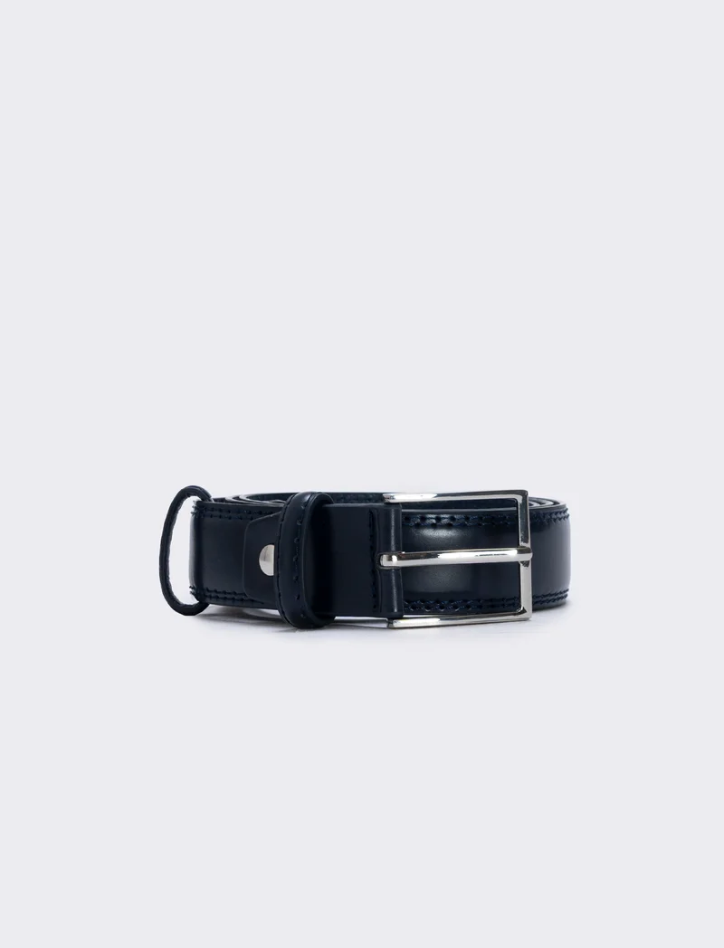 Cintura liscia classica 3,5 cm - Blu