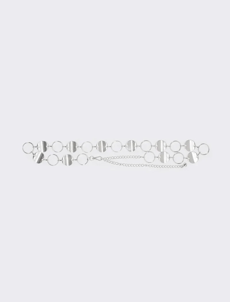 Cintura con cerchi metallici - Argento
