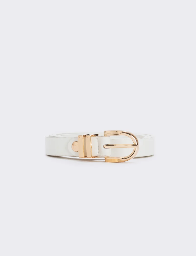 Cintura doppio passante in metallo 1,5 cm - Bianco
