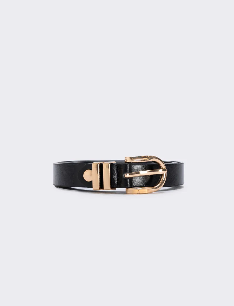 Cintura doppio passante in metallo 1,5 cm - Nero-oro