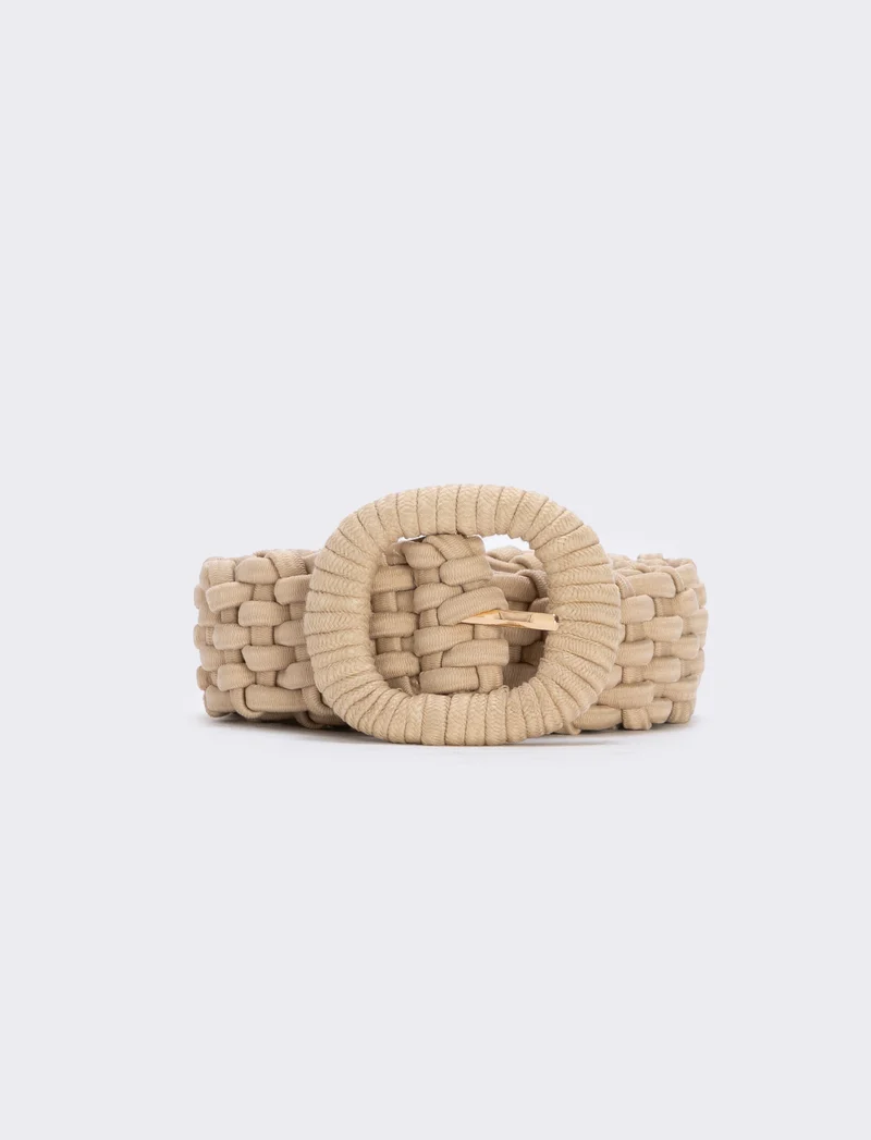 Cintura elastica intrecciata - Beige