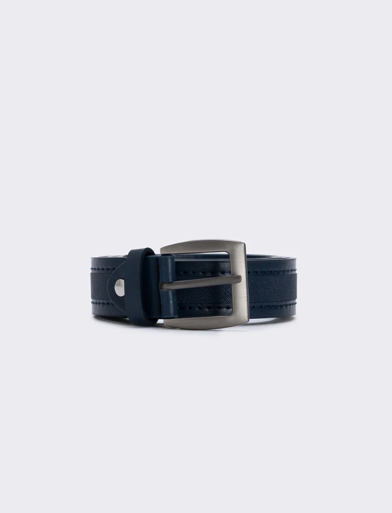 Cintura riga saffiano elegante e versatile - Blu