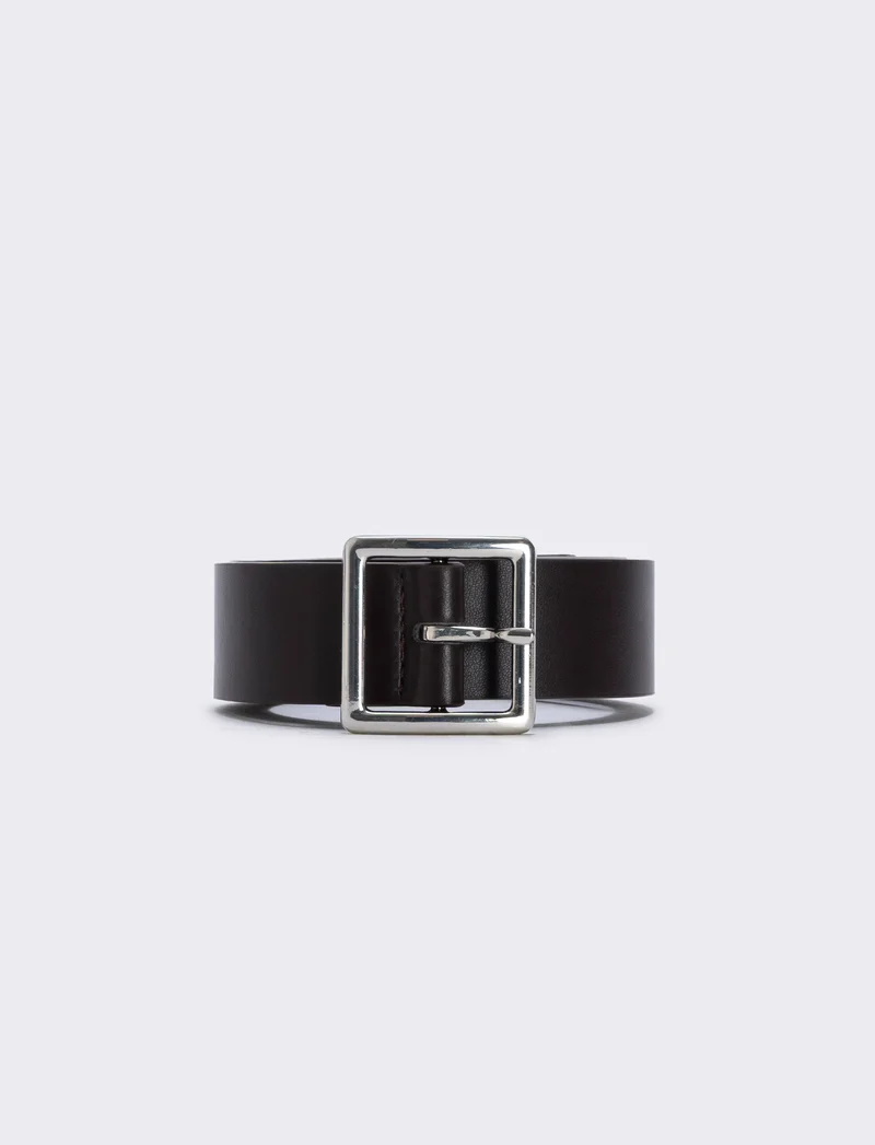 Cintura fibbia satinata elegante e versatile - Moro