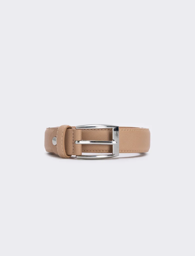 Cintura saffiano uomo elegante e versatile - Beige