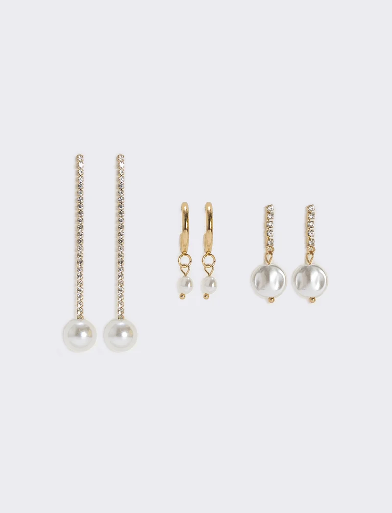Orecchini in strass e perle eleganti - Oro