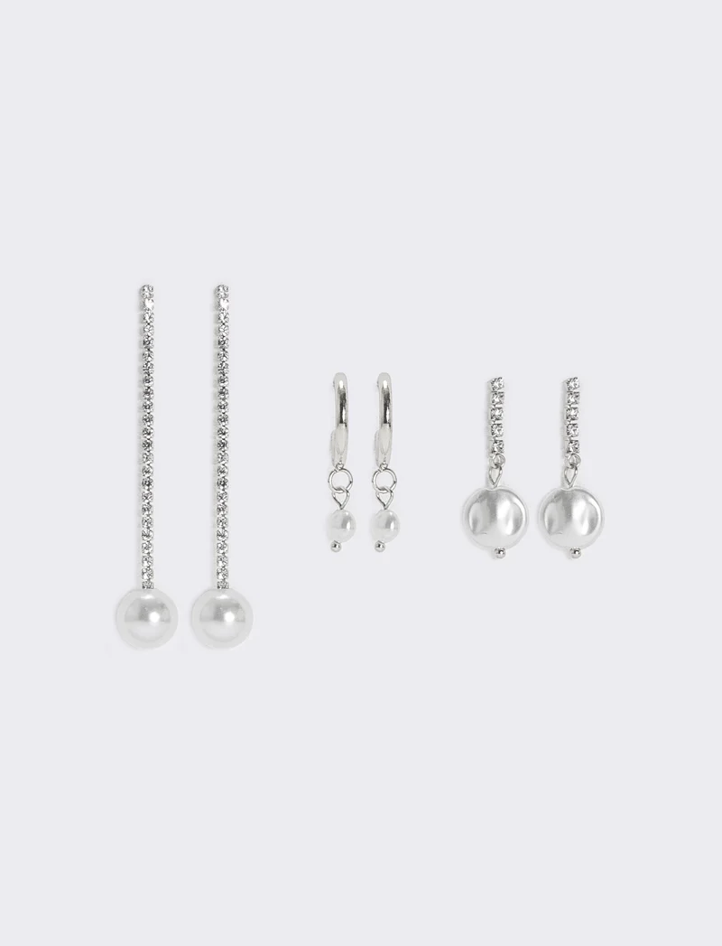 Orecchini in strass e perle eleganti - Argento
