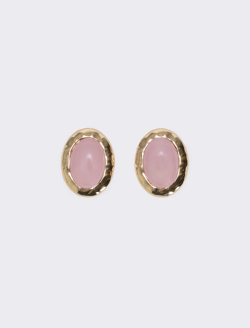 Orecchini bottone clip per donne eleganti - Rosa