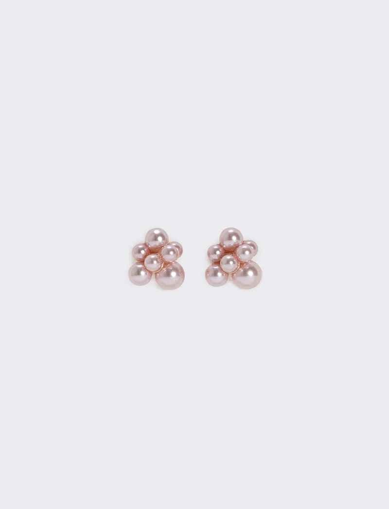 Orecchino grappolo di perle eleganti - Rosa