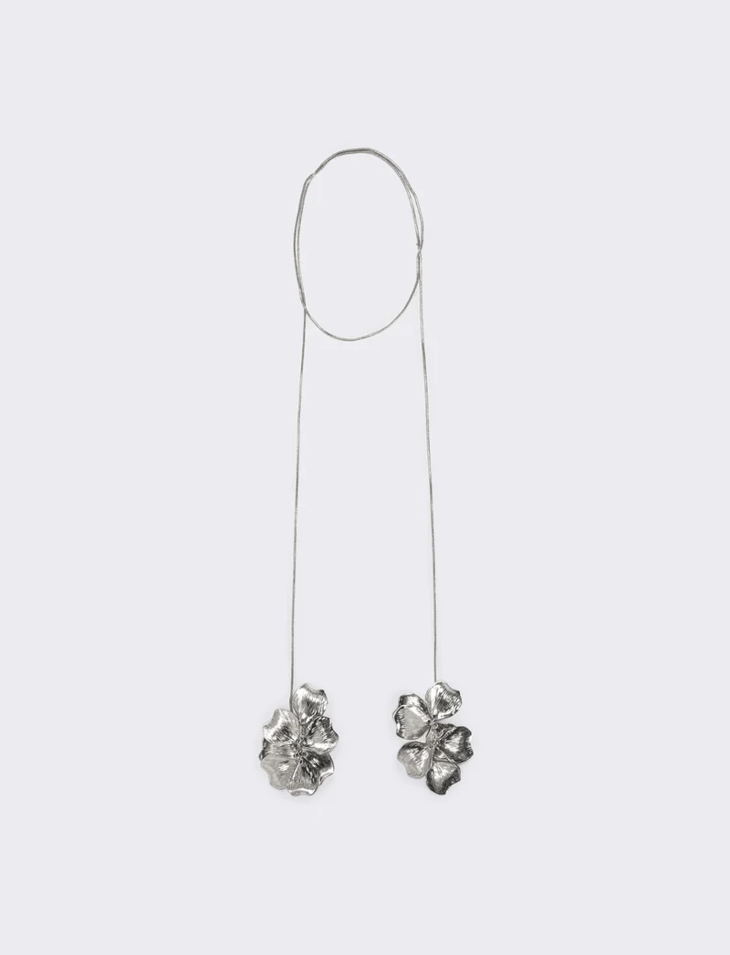 Collana saliscendi con petali eleganti - Argento