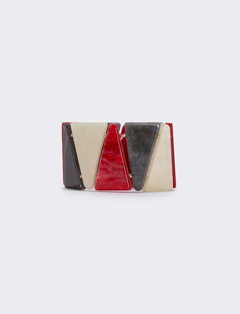 Bracciale elastico con pietre triangolari - Fuxia