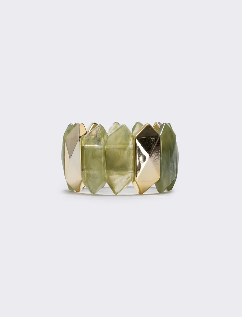 Bracciale elastico con pietre schiacciate - Verde