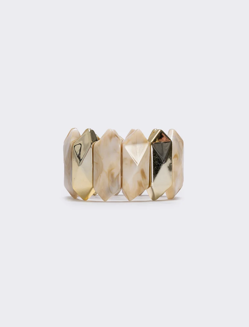 Bracciale elastico con pietre schiacciate - Beige