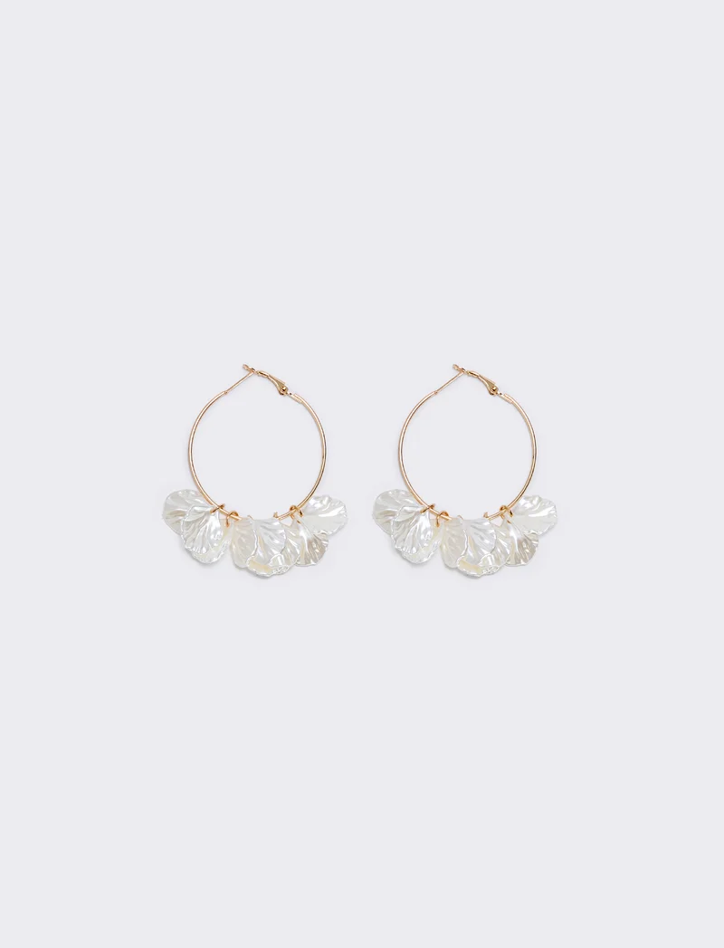 Orecchini cerchi con petali pendenti - Oro