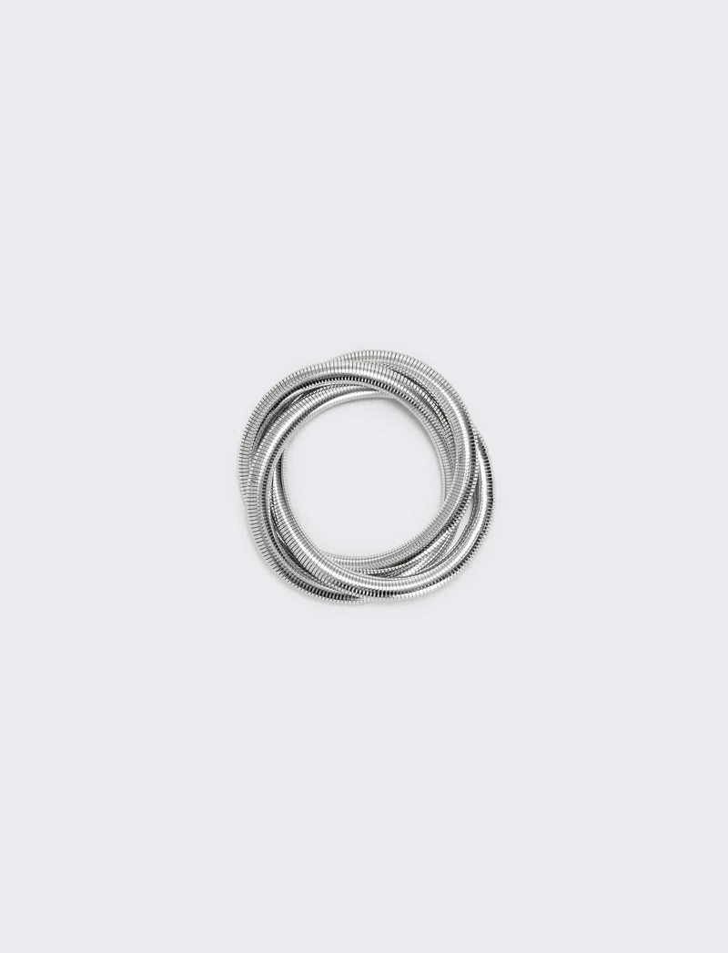 Bracciale elastico tre fili intrecciati - Argento